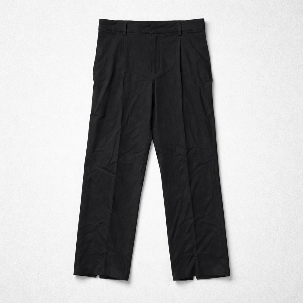 Vince Black Acetate Tapered Trousers Elastic Back Split Hem Pants Large RN106730